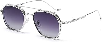 Dollger Double Lens Flip up Clip On Sunglasses Steampunk Style and Round Purple red Glasses for Men Women