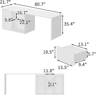 ECACAD 80.7" Kitchen Island with Storage, Wood Kitchen Prep Table White Stationery Storage Cabinet with 3 Drawers, Open Shelves & 2 Cabinets for Dining Room