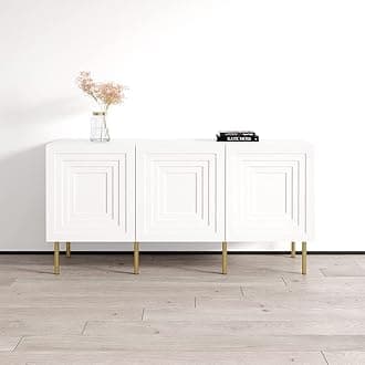 Meble Furniture Cambridge Modern Sideboard — Spacious Storage Cabinet — Durable Matte Finish — White, 60" W x 19.1" D x 29.5" H