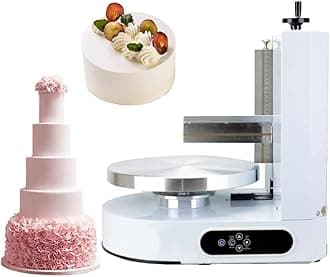 Adjustable Cake Smoother Polisher, Electric Cake Frosting Machine, 4-12 inch Birthday Cake Baking Tools Cream Edge Smoothing Decorating Tools,White