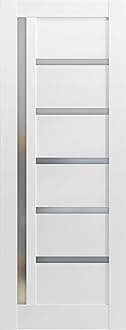 SARTODOORS Lite Slab Barn Door Panel | Quadro 4088 White Silk with Frosted Opaque Glass | Sturdy Finished Wooden Modern Doors | Pocket Closet Sliding-36 x 80"-Frosted Glass