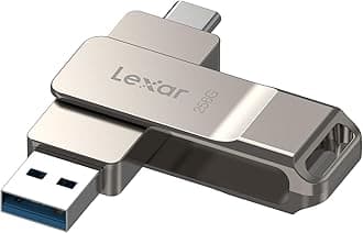 Lexar D40E 256GB Dual USB 3.2 Gen 1 Type-C Jump Drive, USB-C Flash Metal Housing Swivel Design Thumb Drive