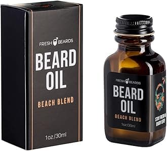 Fresh Beards Beach Blend Beard Oil - Coconut, Sunshine & Lemongrass Fragrance - Scented Mens Beard and Mustache Oil - Soothing Anti-Itch Moisturizer & Softener for Dandruff Prevention and Healthy Beard Growth