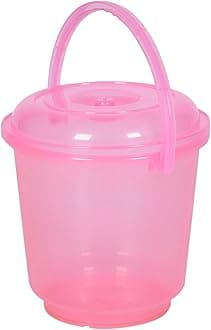 Kuber Industries Set of 12 Bathroom Combo Set | Bathroom Set | 6 Piece Tub-25 L & 6 Piece Bucket-13 L Bathing Set | Modern Bathroom Accessories Set | Transparent Pink