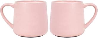 Glossy Ceramic Coffee Mugs Set of 2, Tea Cup for Office and Home, 18 oz, Suitable for Dishwasher and Microwave(Pink, 2)