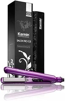 KARMIN G3 Salon Pro 1" Professional Tourmaline Ceramic Flat Iron Hair Straightener Ionic Hair Straightening Styling Iron, Straighten, Curl, Wave, Dual Voltage, Auto Shut Off, Carrying Case, Purple