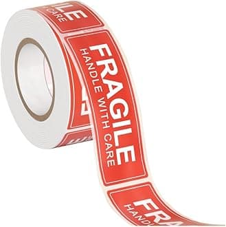 Fragile Stickers - Handle with Care, Bold Red and White, 250-Pack Fragile Stickers for Moving Shipping Labels, Mailing Supplies