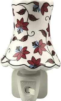 AcaciaHome Durable and Clasic LED Night Light - Colorful Floral Ceramic Decorative Light | Ideal for Bedrooms, Hallways, Bathrooms Nighttime Lighting Solution - Perfect Home Decor (Floral Plug)