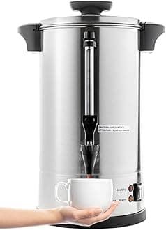 SYBO SR-CP-50B Commercial Grade Stainless Steel Percolate Coffee Maker Hot Pot Catering 50 Cup 8L Metallic