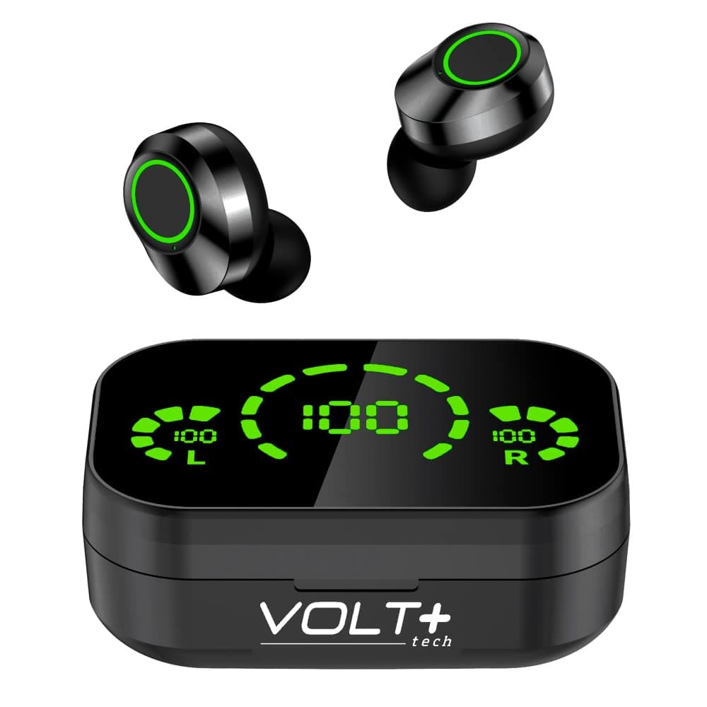 VOLT+ Plus TECH 2024 New Wireless Earbuds for All Types of Mobile Phones, Tabs and Laptops - Bluetooth Earbuds V5.3 with IPX5 Waterproof - F9 TWS Active Noise Cancelling Earbuds 1200mAh Charging Case