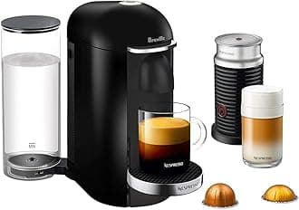 NespressoVertuo Plus Deluxe Coffee and Espresso Maker by Breville, Piano Black with Aeroccino Milk Frother