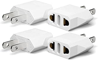 Unidapt US Plug Adapter, European to USA Travel Plug Adapter, Europe to America, Mexico, Japan, Canada Power Outlet Adapters Wall Plugs, Type A 4-Pack White
