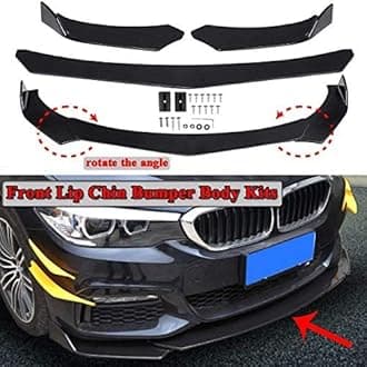 AUTO MT Universal JDM 3-pcs Front Bumper Splitter Car Front Lip Chin Bumper Body Kit Front Bumper Lip Splitter Drift AUTO Racing JDM Splitter Bumper Spoiler (3PC/SET FRONT BUMPER SPLITTER)