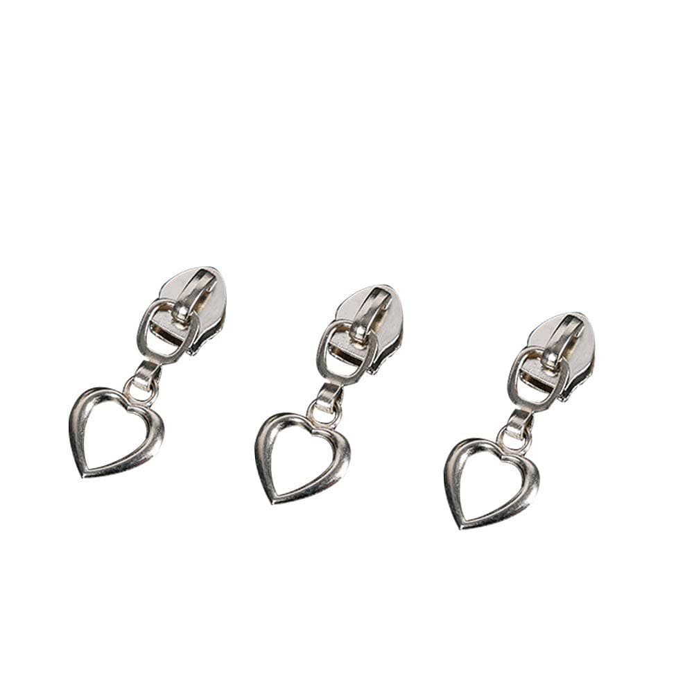 50pcs Heart Shape Zipper Puller #5 Zip Pull Head Sliders Head Replacement Repair Kit for Clothes Jacket