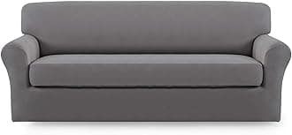 Easy-Going 2ピース マイクロファイバー ストレッチ ソファ スリップカバー – スパンデックス ソフトフィット ソファ カウチカバー 洗える家具プロテクター ゴム底付き 子供 ペット (ソファ、ライトグレー)