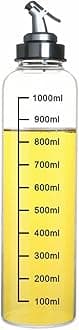 SignoraWare Eze Flow Borosilicate Glass Oil Dispenser | Measurement Marking | Wide Bottleneck for Easy Reffiling | Lock Nozzle Lid | Essential oils | Grilling | Home & Restaurant use (1 ltr | Clear)
