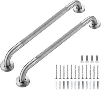 Grab Bars for Shower, 2 Pack 20-Inch Anti Slip Shower Handles for Elderly, Stainless Steel Handicap Grab Bars for Bathroom, Toilet (Brushed Nickel, 1" Diameter)