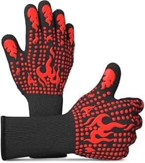 Aramid Heat Gloves for Grilling - Heat Resistant Gloves for Cooking, Men L–XL (9–10″), Women XL (10–11″), Withstands 1472°F (6 Sec), Grill Mitts with Dual-Layer Protection - for Indoor & Outdoor Use