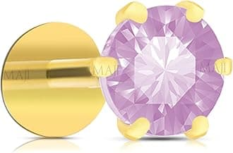 MAJI Round Diamond 14Karat Pure Yellow Gold Nose Pins Studs For Women And Girl