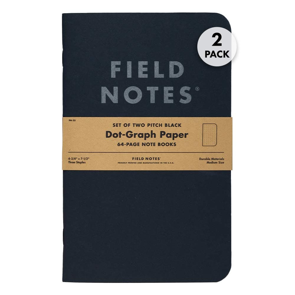 Pitch Black Dot-Graph Paper Notebook 2-Pack