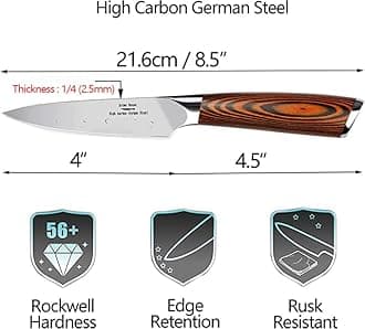 Aroma House Paring Knife 4 inch - Paring Knives Best Small Kitchen Knife Fruit Knife,German High Carbon Stainless Steel Ultra Sharp Peeling with Ergonomic Handle