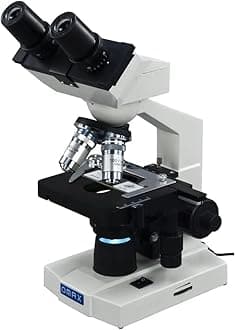 OMAX 40X-2000X LED Binocular Compound Lab Microscope w/ Double Layer Mechanical Stage + Blank Slides, Cover Slips, & Lens Cleaning Paper, M82ES-SC100-LP100