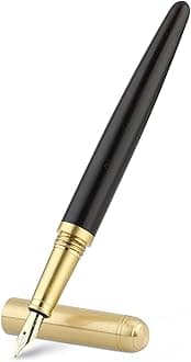 cobee® Wooden Fountain Pens, Handcrafted Wood Fountain Pen Vintage Luxury Pen 0.5mm Fine Point Pen Business Pen Smooth Writing for Journaling Calligraphy Gift Supplies(Black)