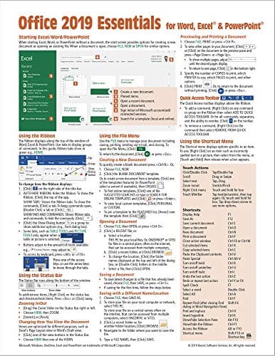 Microsoft Office 2019 Essentials Quick Reference Guide - Windows Version (Cheat Sheet of Instructions, Tips & Shortcuts - Laminated Card)