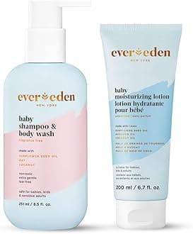 Evereden Baby Bathtime DUO: Baby Lotion for Newborn and 2-in-1 Newborn Shampoo and Body Wash Set - Soothing, Cleansing, & Hydrating Shampoo and Lotion