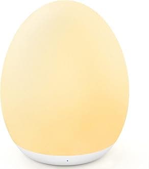 Night Light for Kids Baby, Egg Light for Nursery, 7 Colors Changing & Stepless Dimming, Soft Silicone Touch Night Lamp with 1 Hour Timer, Rechargeable Nursery Night for Breastfeeding