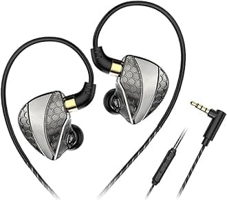 QKZ-Hi6T in Ear Monitor Headphones, Wired Earbuds Stereo Bass, HiFi IEM Earphone, Wired Gaming Earbuds, Without Detachable Cables (with mic, Black)