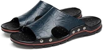 Amaonz Mens Slippers Outdoor Summer Genuine Leather Slides For Men Couple Non-Slip Women Home Fashion Casual Single Shoes Large Size