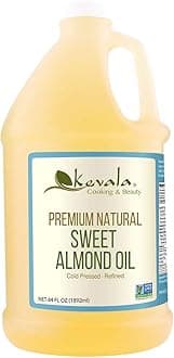 Kevala Almond Oil - Sweet Cold Pressed Almond Oil for Cooking and Beauty Uses, With Mild Nutty Scent and Flavor, Nourishing and Rich in Vitamin E, Made with Carefully Selected Almonds, 64 oz, 1/2 gal