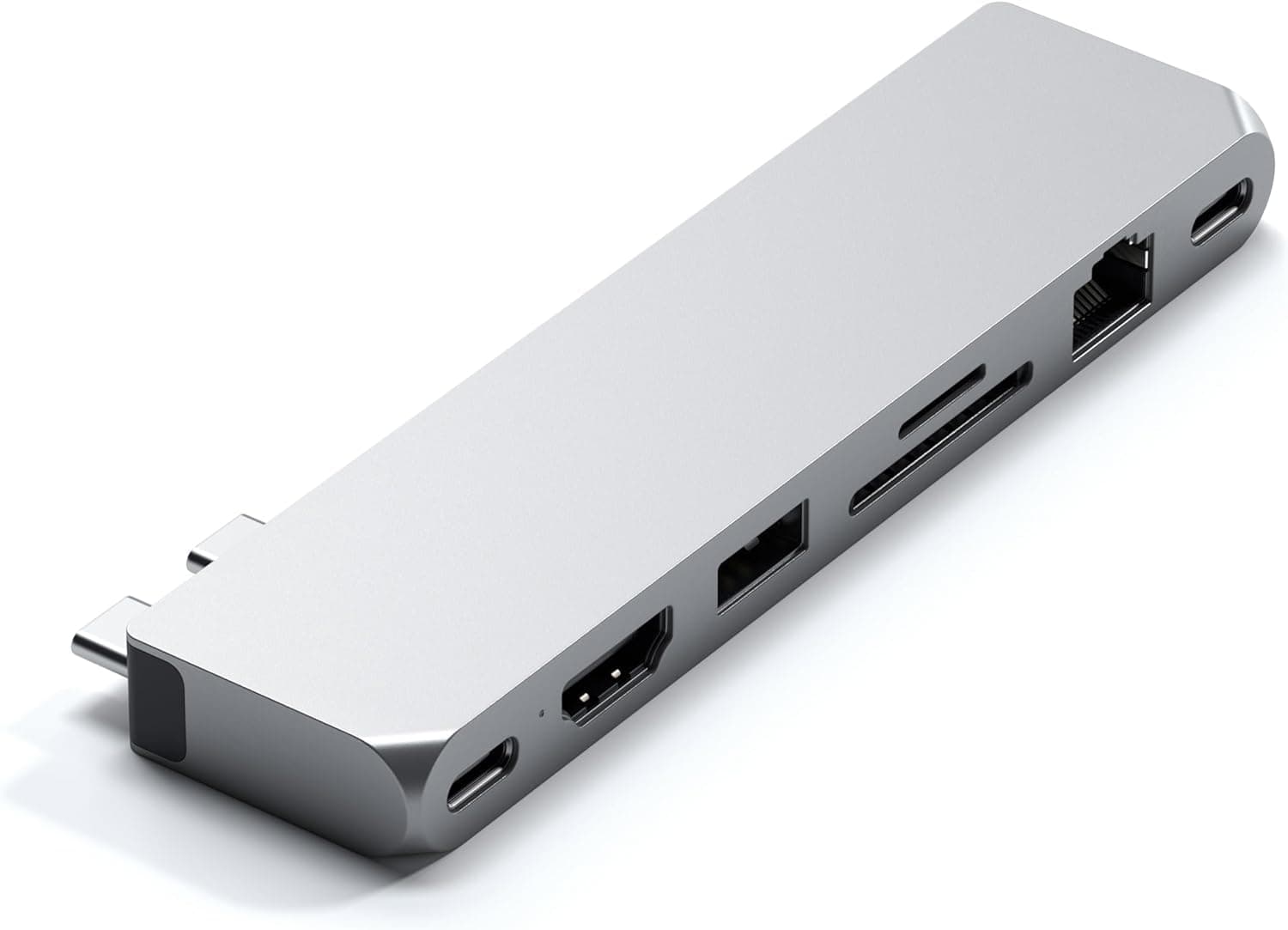 Satechi USB C Hub Multiport Adapter Pro Hub Max, USB4, USB-A Data, USB-C Data, Gigabit Ethernet, SD/Micro SD Port and Audio Jack, for MacBook Air/Pro M5/M4 - Silver