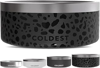 Coldest Dog Bowl - Anti Rust Metal, Non Slip, 3 Layers Insulated Stainless Steel Dog Bowls - Spill Proof & Heavy Duty - Water Bowl for Dogs, Cats & Pets, Dish Washer Safe (100 oz, Black Leopard)