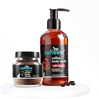 mCaffeine Tan Removal Bath Kit with Exfoliating Coffee Body Scrub & Body Wash | Suitable for All Skin Types | Value Pack of 2 for Men & Women