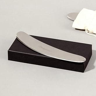 Vintageware Stainless Steel Gua Sha Board for SPA Acupuncture Therapy Trigger Point Treatment Scraping Massage tool (Steel, C-Shaped)