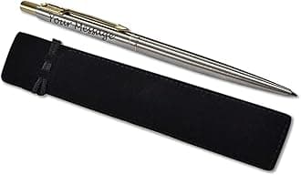 Parker Classic Slimline Ballpoint Personalised Pen In Classy Gift Bag Ideal Valentine's day, Birthday or Mothers Day Gift Perfect Men & Women Engraved Parker Pen (Silver, Gold Clip)