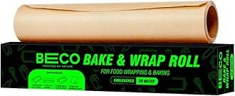 Beco Eco-Friendly Baking & Wrapping Paper, 11 inch x 20 Meter Roll, Pack of 1, 100% Bamboo Pulp & Chemical Free Parchment & Cooking Paper