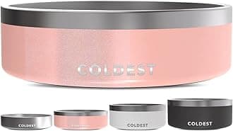 The Coldest Water Dog Bowl, Anti Rust Metal & Non Slip Dog Bowls Large, Spill Proof Heavy Duty 3 Layers Insulated Dog Bowl, Food & Bowl for Dogs, Cats, Dishwasher Safe (42 oz, Forever Pink Glitter)
