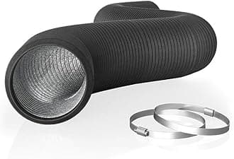 Flexible 4-Inch Aluminum Ducting, Heavy-Duty Four-Layer Protection, 8-Feet Long for Heating Cooling Ventilation and Exhaust, Black