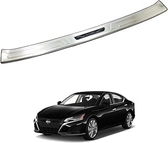 Chrome Rear Bumpe Protector Accesories for Nissan Altima 2018-2024, Stainless Steel Trunk Sill Trim Plates Cargo Door Entry Guard 2023 2022 2021 2020, black logo