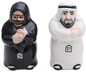 Arab Man and Woman Salt And Pepper Shaker Black/White