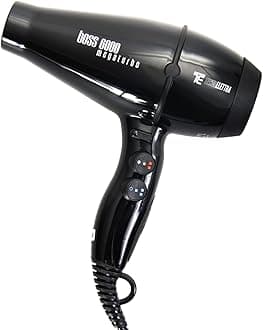Technoelettra Hair Dryer Boss 6000 , Made in Italy, Heavy duty Hair Dryer, Professional Use For Salons & Home (Black)