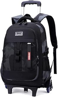 Camo Rolling Backpack for Boys Girls Backpack with Wheels Wheeled Bookbag Kids Roller School Bag Black