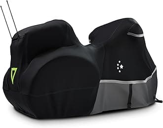 Motorcycle Cover with Side+Top Box Heavy Duty 420D Waterproof for Touring Models Harley Davidson Ultra Limited,Road Glide Limited, Gold Wing,Road Master,Indoor & Outdoor Storage Black/Gray