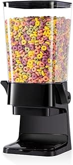 5L Cereal Dispenser Countertop with lids, Organization and Storage Containers for Kitchen and pantry, Rice Dispenser for food, Cereal, Beans, Nuts, Snack,Oatmeal, Dog Food, Bird Seed, Black, 1Pc