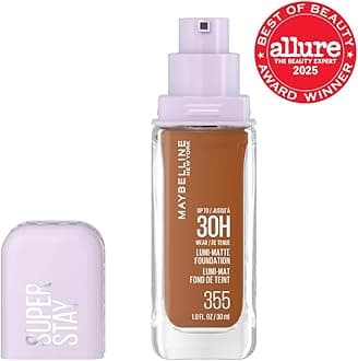 Maybelline Super Stay Lumi-Matte Foundation, Lightweight and Buildable Full Coverage Foundation Makeup For Up To 30HR Wear, 355, 1 Count