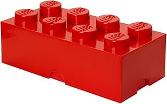 Room Copenhagen, LEGO Brick Box Stackable Storage Containers - Organizational Building Blockss - 19.69 x 9.84 x 7.09 Inches - Brick 8, Bright Red