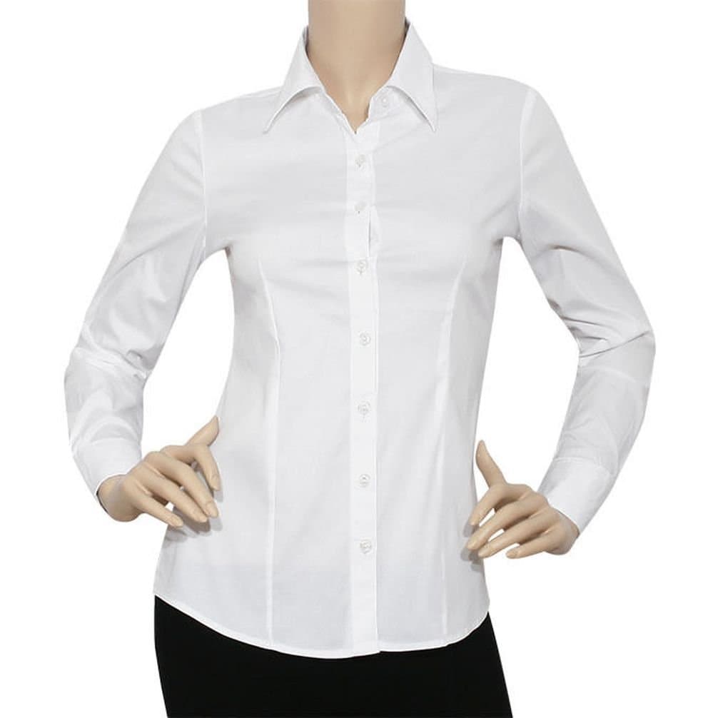 Mememall Fashion Lady L/Slv Button Down Solid Collar Work Office Shirts Skinny Top